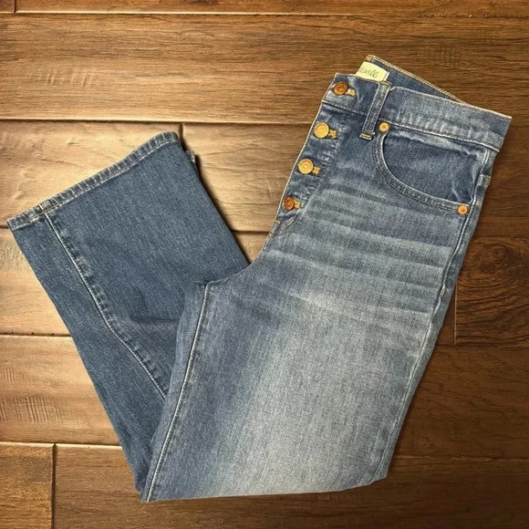 Madewell Slim Wide Leg Crop Button Fly Jeans - Size 27 - Picture 5 of 12